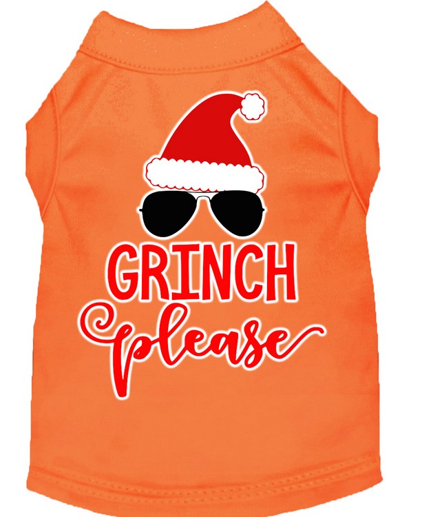 Grinch Please Screen Print Dog Shirt Orange Med